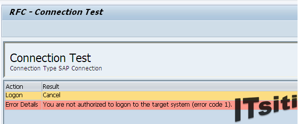 You are not authorized to logon to the target system  - error code 1